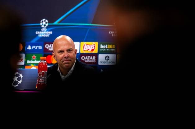 FRANKFURT AM MAIN, GERMANY - OCTOBER 22 Liverpool head coach Arne Slot attends a press conference, PK, Pressekonferenz after the UEFA Champions League 2025 26 League Phase MD3 match between Eintracht Frankfurt and Liverpool FC at Frankfurt Stadion on October 22, 2025 in Frankfurt am Main, Germany. (Photo by Rene Nijhuis) SPO  Copyright: xRenexNijhuis