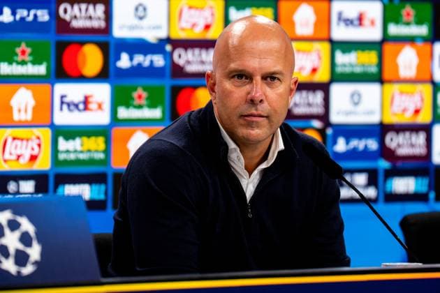 FRANKFURT AM MAIN, GERMANY - OCTOBER 22 Liverpool head coach Arne Slot attends a press conference, PK, Pressekonferenz after the UEFA Champions League 2025 26 League Phase MD3 match between Eintracht Frankfurt and Liverpool FC at Frankfurt Stadion on October 22, 2025 in Frankfurt am Main, Germany. (Photo by Rene Nijhuis) SPO  Copyright: xRenexNijhuis