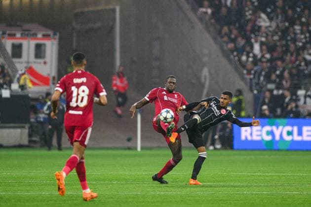 FRANKFURT, GERMANY - 22 OCTOBER, 2025: Ibrahima Konate - UEFA Champions League, match SG Eintracht Frankfurt vs Liverpool FC at Deutsche Bank Park.  Copyright: xx