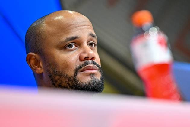 Coach Vincent KOMPANY Coach, Headcoach, FC Bayern München, FCB at the press conference, PK, Portrait, Portrait, Single picture, Action, Action, 22 10 2025, Munich Germany , Football, UEFA Champions League, League Phase, FC Bayern München Club Brugge, THE EVENT REGULATIONS PROHIBIT ANY USE OF PHOTOGRAPHS AS IMAGE SEQUENCES AND OR QUASI VIDEOS xslx