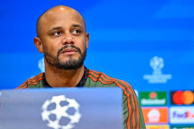 Coach Vincent KOMPANY Coach, Headcoach, FC Bayern München, FCB at the press conference, PK, Portrait, Portrait, Single picture, Action, Action, 22 10 2025, Munich Germany , Football, UEFA Champions League, League Phase, FC Bayern München Club Brugge, THE EVENT REGULATIONS PROHIBIT ANY USE OF PHOTOGRAPHS AS IMAGE SEQUENCES AND OR QUASI VIDEOS xslx