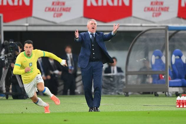 Brazil head coach Carlo Ancelotti during the KIRIN Challenge Cup 2025 match between Japan 3-2 Brazil at Tokyo Stadium in Tokyo, Japan, October 14, 2025. Noxthirdxpartyxsales  aflo_307783662