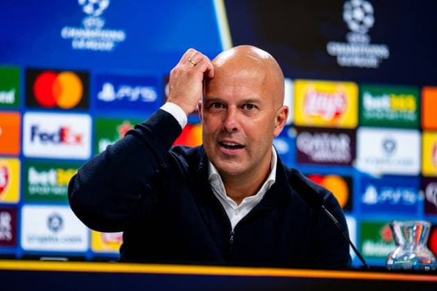 FRANKFURT AM MAIN, GERMANY - OCTOBER 22 Liverpool head coach Arne Slot attends a press conference, PK, Pressekonferenz after the UEFA Champions League 2025 26 League Phase MD3 match between Eintracht Frankfurt and Liverpool FC at Frankfurt Stadion on October 22, 2025 in Frankfurt am Main, Germany. (Photo by Rene Nijhuis) SPO  Copyright: xRenexNijhuis