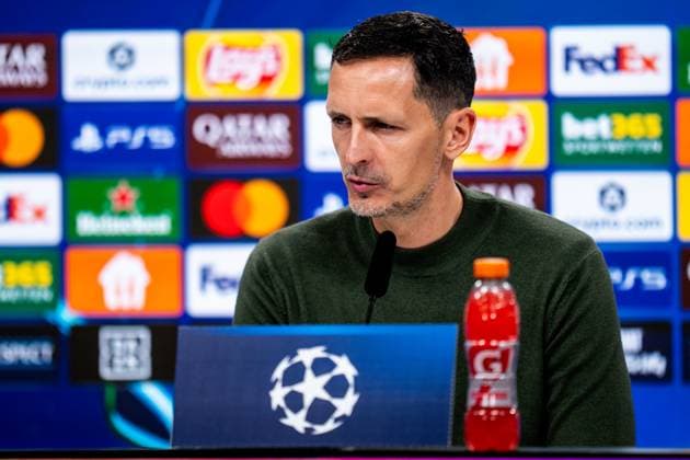FRANKFURT AM MAIN, GERMANY - OCTOBER 22 Eintracht Frankfurt head coach Dino Toppmoller attends a press conference, PK, Pressekonferenz after the UEFA Champions League 2025 26 League Phase MD3 match between Eintracht Frankfurt and Liverpool FC at Frankfurt Stadion on October 22, 2025 in Frankfurt am Main, Germany. (Photo by Rene Nijhuis) SPO  Copyright: xRenexNijhuis