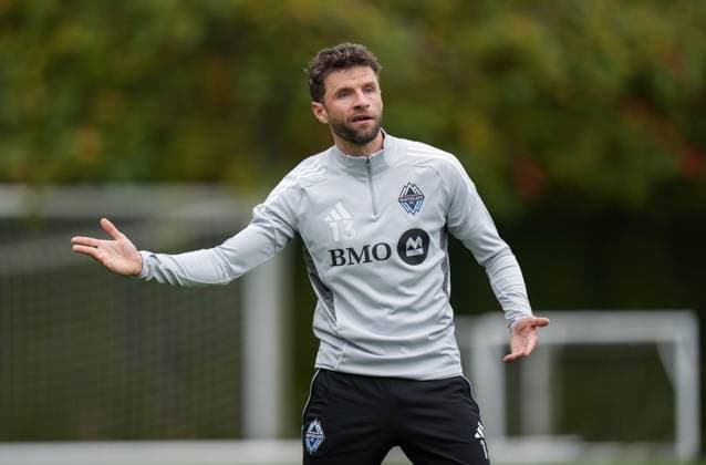 October 22, 2025, Vancouver, Bc, CANADA: Vancouver Whitecaps Thomas Muller participates in MLS, Fussball Herren, USA soccer practice, in Vancouver, on Wednesday, Oct. 22, 2025. The Whitecaps will start their post-season run Sunday when they begin a best-of-three first-round series against FC Dallas in Vancouver. Canada News - October 22, 2025  - ZUMA Oct 20251022_zaf_c35_077 Copyright: xDarrylxDyckx