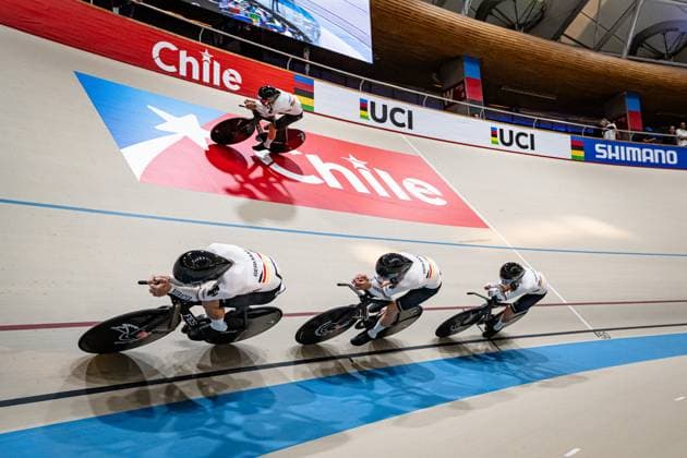 BINDER Moritz, BOOS Benjamin, BRIESE Max David UCI Track Cycling World Championships 2025 BINDER Moritz BOOS Benjamin GROß Felix BRIESE Max David GER Germany Landscape horizontal Landscape Event Event UCI Track Cycling World Championships 2025 Category Category Cycling Track Cycling World Championships Elite Men Location Place South America Chile Santiago de Chile Velodromo Parque Penalolen Instituto Discipline Team Pursuit Distance 4000 m Date Date 22 10 2025 Wednesday Day 1