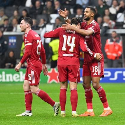 (251023) -- FRANKFURT, Oct. 23, 2025 -- Players of Liverpool FC celebrate scoring during the UEFA Champions League group stage 3rd round match between Eintracht Frankfurt and Liverpool FC in Frankfurt, Germany, Oct. 22, 2025. (Photo by Xinhua) (SP)GERMANY-FRANKFURT-FOOTBALL-UEFA CHAMPIONS LEAGUE-FRANKFURT VS LIVERPOOL FC UlrichxHufnagel 
