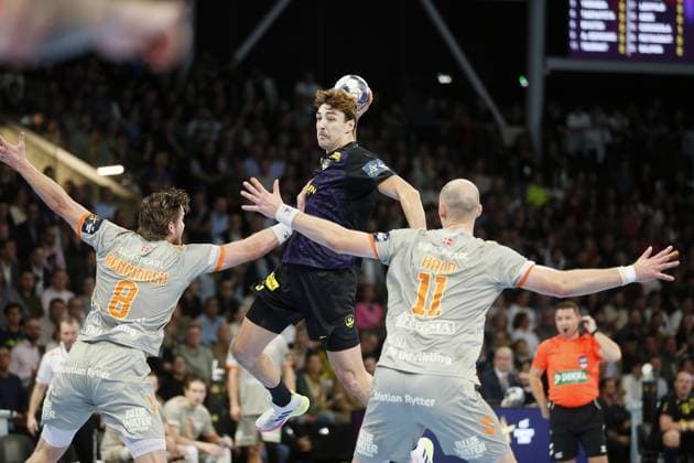 HANDBALL - CHAMPIONS LEAGUE - NANTES v AALBORG - 22 10 2025 Thibaud BRIET of HBC Nantes during the EHF Champions League, Group Phase, handball match between HBC Nantes and Aalborg Handbold on 22 October 2025 at H Arena in Nantes, France - Photo Julien Kammerer PsnewZ NantesFrance  Copyright: xJulienxKammererx