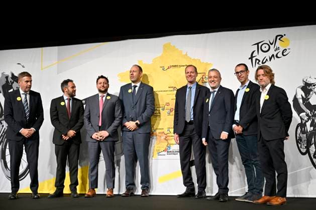 Presentation Tour de France 2026 PARIS, FRANCE - OCTOBER 23 : Prudhomme Christian (FRA) director of ASO with Jaume Collboni, mayor of Barcelona pictured during the presentation of the 2026 Tour de France for Men and Women at Palais des Congres de Paris on October 23, 2025 in Paris, France, 23 10 2025 Paris France  Copyright: xJanxDexMeuleneirx