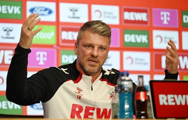23 10 2025, xophax, Football 1 Bundesliga Season 2025 2026 1 FC Köln Press conference before the Dortmund match Coach Lukas Kwasniok 1 FC Köln Köln