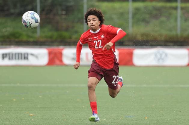 U16 Switzerland Montenegro Nolaan Lenny Stifani Switzerland U16 Switzerland Montenegro 23 10 2025 Stadion Bruehl in Muri AG, SWITZERLAND, Season 2025 2026 Men Football Test Match U16 National Team Switzerland Montenegro Nolaan Lenny Stifani Switzerland