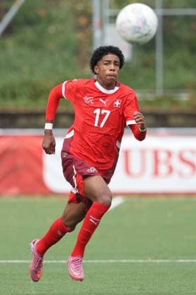 U16 Switzerland Montenegro Lionel Ikenna Ikezu Switzerland U16 Switzerland Montenegro 23 10 2025 Stadion Bruehl in Muri AG, SWITZERLAND, Season 2025 2026 Men Football Test Match U16 National Team Switzerland Montenegro Lionel Ikenna Ikezu Switzerland