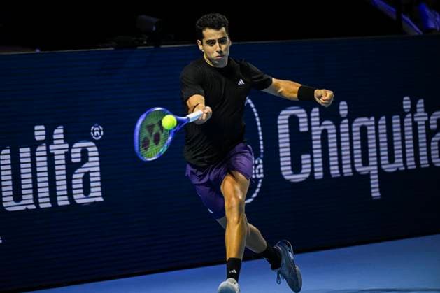 23rd October 2025; St. Jakobshalle, Basel, Switzerland; 2025 ATP, Tennis Herren Swiss Indoor Tennis Day 5; Jaume Munar (ESP) in action during the match against Ben Shelton (USA) in the second round  DavidxEmm