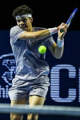 23rd October 2025; St. Jakobshalle, Basel, Switzerland; 2025 ATP, Tennis Herren Swiss Indoor Tennis Day 5; Ben Shelton (USA) in action during the match against Jaume Munar (ESP) in the second round  DavidxEmm