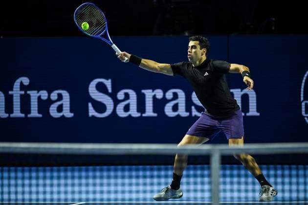 23rd October 2025; St. Jakobshalle, Basel, Switzerland; 2025 ATP, Tennis Herren Swiss Indoor Tennis Day 5; Jaume Munar (ESP) in action during the match against Ben Shelton (USA) in the second round  DavidxEmm