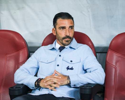 October 23, 2025, UEFA EUROPA LEAGUE, League phase, Matchday 3, FCSB vs Bologna, Bucharest, National Arena Stadium Coach Elias Charalambous on the bench before the start of the game