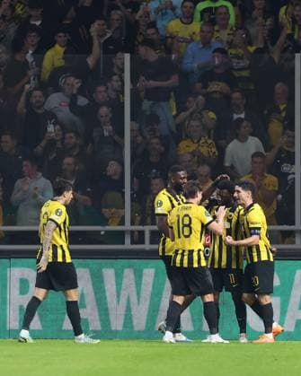 Aboubakary Koita of AEK celebrates their goal to make it 2-0 AEK Athens v Aberdeen, UEFA Conference League, Group Stage, Football, OPAP Arena, Athens, Greece - 23 Oct 2025Athens OPAP Arena Greece EDITORIAL USE ONLY No use with unauthorised audio, video, data, fixture lists, club league logos or live services. Online in-match use limited to 120 images, no video emulation. No use in betting, games or single club league player publications. Copyright: xCostasxBaltas Shutterstockx 15567740z