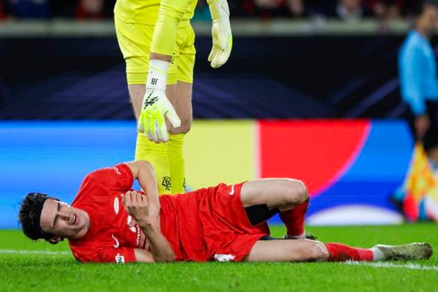 UEFA Europa League 2025 SK Brann and Rangers Bergen 20251023 Brann s Ulrik Mathisen lies down during the UEFA Europa League match between SK Brann and Rangers at Brann Stadium Photo Paul S Amundsen NTB Bergen Norway EDITORIAL USE ONLY RESTRICTED USE FOR BETTING COMPANIES  Copyright: xPaulxS.xAmundsenx xNTBx
