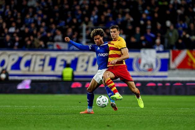 23.10.2025 STRASBOURG (FRANCE) PILKA NOZNA (FOOTBALL) UEFA CONFERENCE LEAGUE SEASON 2025 2026 - 2. KOLEJKA (GAME) RACING CLUB DE STRASBOURG ALSACE - JAGIELLONIA BIALYSTOK NZ FELIX LEMARECHAL DUSAN STOJINOVIC FOTO KAMIL SWIRYDOWICZ CYFRASPORT NEWSPIX.PL --- newspix.pl 