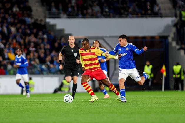 23.10.2025 STRASBOURG (FRANCE) PILKA NOZNA (FOOTBALL) UEFA CONFERENCE LEAGUE SEASON 2025 2026 - 2. KOLEJKA (GAME) RACING CLUB DE STRASBOURG ALSACE - JAGIELLONIA BIALYSTOK NZ AFIMICO PULULU KENDRY PAEZ FOTO KAMIL SWIRYDOWICZ CYFRASPORT NEWSPIX.PL --- newspix.pl 