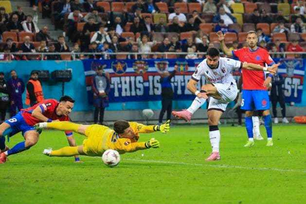 October 23, 2025, UEFA EUROPA LEAGUE, League phase, Matchday 3, FCSB vs Bologna, Bucharest, National Arena Stadium 7 Riccardo Orsolini shoots the ball