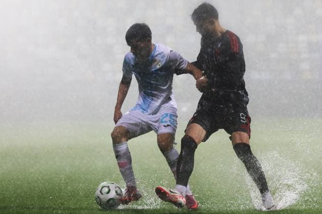 HNK Rijeka v AC Sparta Praha: UEFA Conference League Dominik Thaqi of HNK Rijeka and Albion Rrahmani of SParta Praha competes for the ball during the UEFA Conference League group phase matchday 2 between HNK Rijeka and AC Sparta Praha at HNK Rijeka Stadium on October 23, 2025. in Rijeka, Croatia.  GoranxKovacic PIXSELL