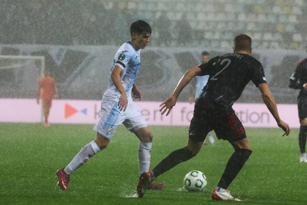 HNK Rijeka v AC Sparta Praha: UEFA Conference League Dominik Thaqi of HNK Rijeka runs with the ball during the UEFA Conference League group phase matchday 2 between HNK Rijeka and AC Sparta Praha at HNK Rijeka Stadium on October 23, 2025. in Rijeka, Croatia.  GoranxKovacic PIXSELL