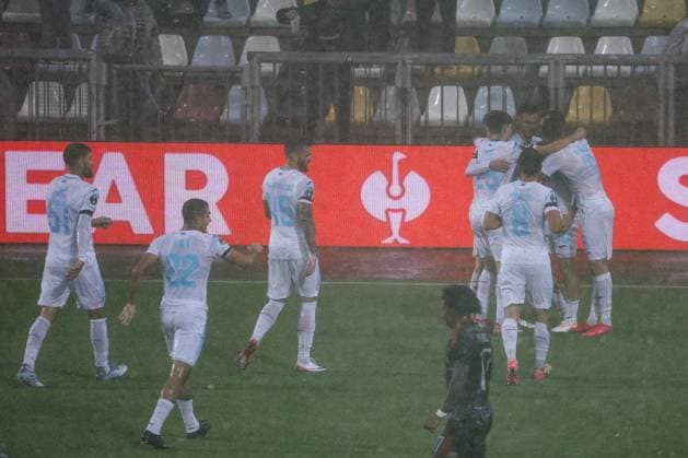 HNK Rijeka v AC Sparta Praha: UEFA Conference League Players of HNK Rijeka celebrates after Toni Fruk of HNK Rijeka scores a goal for 1:0 which was later ruled off for offside following a VAR check during the UEFA Conference League group phase matchday 2 between HNK Rijeka and AC Sparta Praha at HNK Rijeka Stadium on October 23, 2025. in Rijeka, Croatia.  NelxPavletic PIXSELL