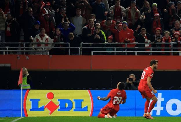Noah Holm of Brann celebrates scoring their side s third goal of the game Brann v Rangers, UEFA Europa League, Group Stage, Football, Brann Stadion, Bergen, Norway - 23 Oct 2025Bergen Brann Stadion Norway EDITORIAL USE ONLY No use with unauthorised audio, video, data, fixture lists, club league logos or live services. Online in-match use limited to 120 images, no video emulation. No use in betting, games or single club league player publications.  Copyright: xGeorgexTewkesbury Shutterstockx 15567765cq