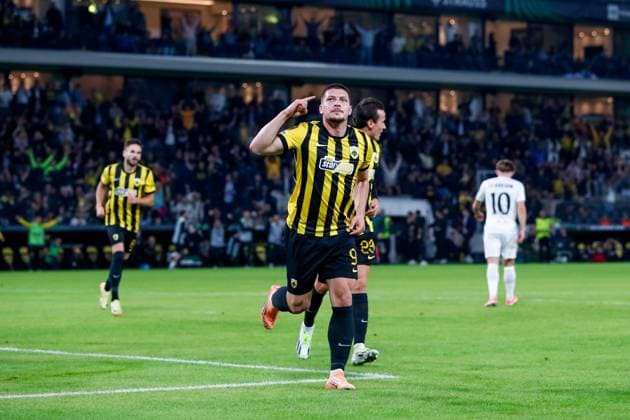 AEK Athens v Aberdeen UEFA Europa Conference League Luka Jovic of AEK Athens celebrates scoring a goal during the UEFA Europa Conference League match at OPAP Arena, Athens UK Newspapers OUT Copyright: xYannisxHalasx FIL-22388-0052