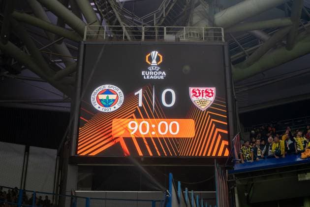 The scoreboard after the final whistle of the match, TUR, Fenerbahce Istanbul vs VfB Stuttgart, Football, UEFA Europa League, Matchday 3, 2025 2026 season, 23 10 2025, TUR, Fenerbahce Istanbul vs VfB Stuttgart, Football, UEFA Europa League, Matchday 3, 2025 2026 season, 23 10 2025, Istanbul Copyright: xEibner-Pressefoto EdwardxCheungx EP_ECG