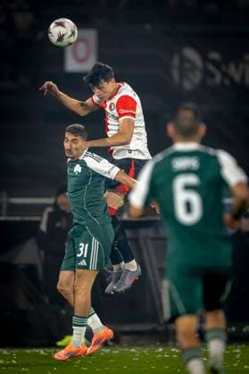 SC Feyenoord Rotterdam defender Anel Ahmedhodzic Panathinaikos FC midfielder Filip Duricic during the match SC Feyenoord Rotterdam vs Panathinaikos FC at the Stadium De Kuip for the Europa League - League phase - Matchday 3 season 2025-2026 in ROTTERDAM, Netherlands on 23 oktober 2025, (photo by Marcel van Dorst EYE4images DeFodi Images) SC Feyenoord Rotterdam defender Anel Ahmedhodzic Panathinaikos FC midfielder Filip Duricic during the match SC Feyenoord Rotterdam vs Panathinaikos FC at the Stadium De Kuip for the Europa League League phase Matchday 3 season 2025 2026 in ROTTERDAM, Netherlands on 23 oktober 2025, photo by Marcel van Dorst EYE4images DeFodi Images