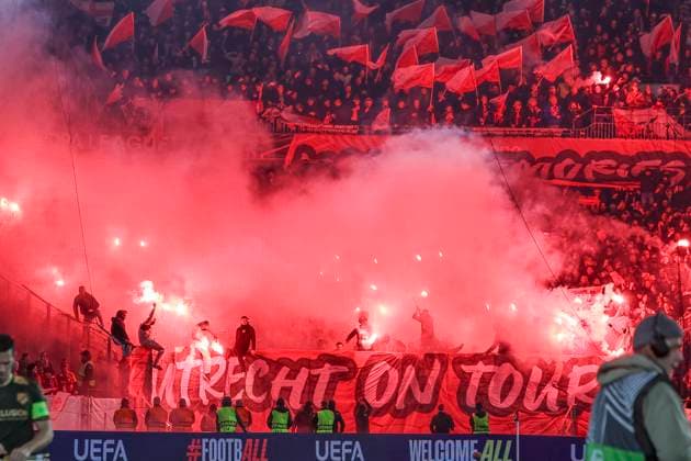 Fans FC Utrecht , Germany, UEFA Europa League, Matchday 3, 2025 2026, SC Freiburg vs FC Utrecht, 23 10 2025, Stadion am Wolfswinkel, Freiburg, Germany Freiburg Stadion am Wolfswinkel Baden Württemberg Germany Copyright: xGrantxHubbsx