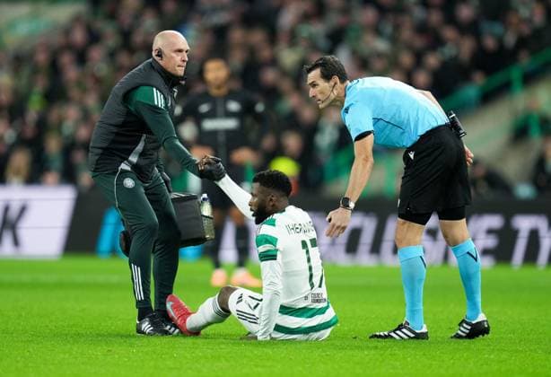 Kelechi Iheanacho of Celtic injured in 3rd minute of the match. Celtic v Sturm Graz, UEFA Europa League, Group Stage, Football, Celtic Park, Glasgow, Scotland, UK - 23 Oct 2025Glasgow Celtic Park United Kingdom EDITORIAL USE ONLY No use with unauthorised audio, video, data, fixture lists, club league logos or live services. Online in-match use limited to 120 images, no video emulation. No use in betting, games or single club league player publications. Copyright: xStuartxWallace Shutterstockx 15567786w