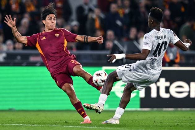As Roma 23 10 2025 - Europa League Roma-Viktoria Plzen foto Antonello Sammarco Image nella foto: Paulo Dybala-Sampson Dweh 