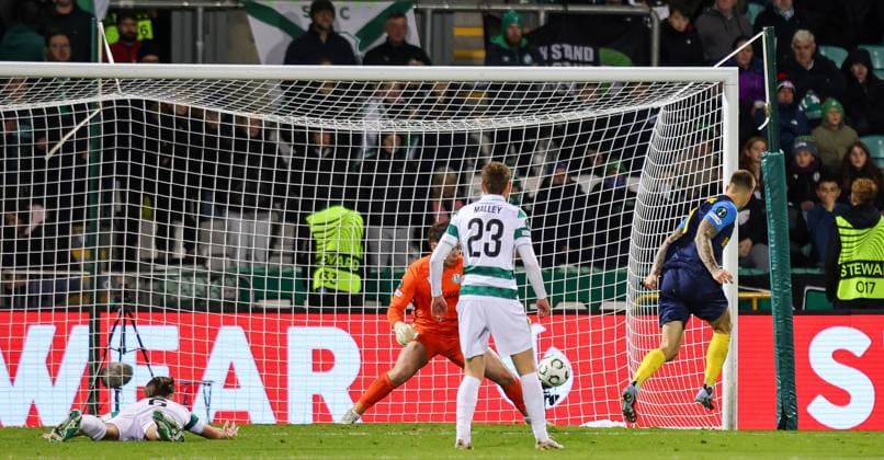 UEFA Europa Conference League Group Phase, Tallaght Stadium, Dublin 23 10 2025 Shamrock Rovers vs NK Celje Franko KovaÄeviÄ‡ of NK Celje scores a goal that was later ruled out Franko KovaÄeviÄ‡ scores a goal that was later ruled out 23 10 2025  Copyright: x INPHO RyanxByrnex RB1_3313