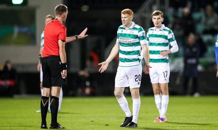 UEFA Europa Conference League Group Phase, Tallaght Stadium, Dublin 23 10 2025 Shamrock Rovers vs NK Celje Rovers™ Rory Gaffney reacts to Referee OndÅ™ej Berka™s decision Rory Gaffney reacts to Referee OndÅ™ej Berka™s decision 23 10 2025  Copyright: x INPHO NickxElliottx JJJJ9634
