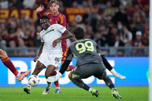 Plzen™s Prince Kwabena Adu gol during the Uefa Europa League soccer match between Roma and Viktoria Plzen at the Olympic Stadium in Rome, Italy - Thursday, October 23, 2025. - Soccer .  Copyright: xAlfredoxFalcone LaPressex