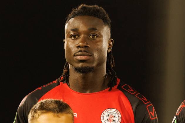 Boubacar Sidik Dabo seen during UEFA Conference League league phase game between team of Lincoln Red Imps and Lech Poznan (Maciej Rogowski Ball Raw Images) Gibraltar Europa Sports Comples Gibraltar Copyright: xMaciejxRogowskix maciejrogowski_lincolnlech25_26-23