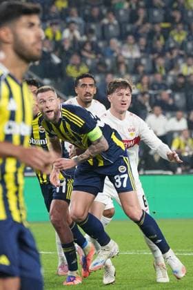 ISTANBUL, TURKEY - OCTOBER 23: Milan Skriniar (L) of Fenerbahce SK and Angelo Stiller (R) of Stuttgart during the UEFA Europa League 2025 26 League Phase MD3 match between Fenerbahce SK and VfB Stuttgart at Chobani Stadium on October 23, 2025 in Istanbul, Turkey. Ä±STNBUL Turkey Copyright: xSeskimphotox Fbahce-Stuttgart-231025 (41)