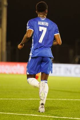 Yannick Agnero seen during UEFA Conference League league phase game between team of Lincoln Red Imps and Lech Poznan (Maciej Rogowski Ball Raw Images) Gibraltar Europa Sports Comples Gibraltar Copyright: xMaciejxRogowskix maciejrogowski_lincolnlech25_26-40