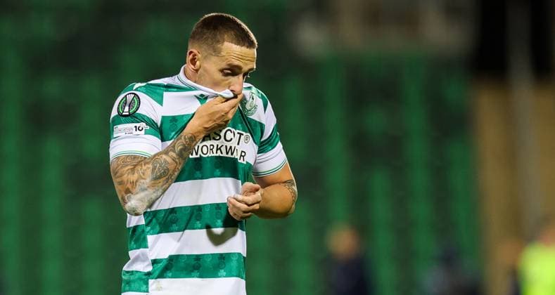 UEFA Europa Conference League Group Phase, Tallaght Stadium, Dublin 23 10 2025 Shamrock Rovers vs NK Celje Rovers Lee Grace dejected after the game Lee Grace dejected after the game 23 10 2025  Copyright: x INPHO RyanxByrnex RB1_6310
