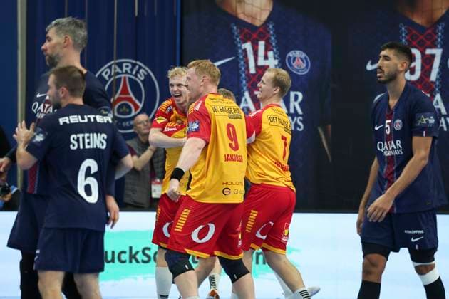 HANDBALL : Paris Saint Germain Vs Gog - Ligue des Champions - 23 10 2025 Joie de l equipe de Gog ParisFrance  Copyright: xMichaelxBaucherx