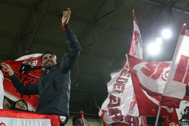 23 10 2025, xrekx, Football UEFA Europa League, SC Freiburg FC Utrecht v l Yuito Suzuki SC Freiburg Vincenzo Grifo SC Freiburg in the fan block Team, Player, celebrate at the end of the match, Team, Player, celebrate at the end of the match DFL DFB REGULATIONS PROHIBIT ANY USE OF PHOTOGRAPHS as IMAGE SEQUENCES and or QUASI VIDEO Freiburg