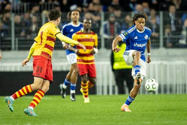 FOOTBALL: UEFA Conference League Racing Strasbourg (RCS) vs Jagiellonia Bialystok. 23 10 2025 Stade de la Meinau. Strasbourg - France Mathis Amougou 17 (RCS)  Copyright: xelyxandroxcegarrax