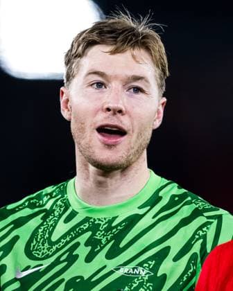 251023 Goalkeeper Mathias Dyngeland of Brann after the UEFA Europa League football match between Brann and Rangers on October 23, 2025 in Bergen Photo Marius Simensen BILDBYRAN COP 238 MM0046 bbeng brann football fotball fotboll rangers soccer uefa europa league  Copyright: MARIUSxSIMENSEN BB251023ZG039