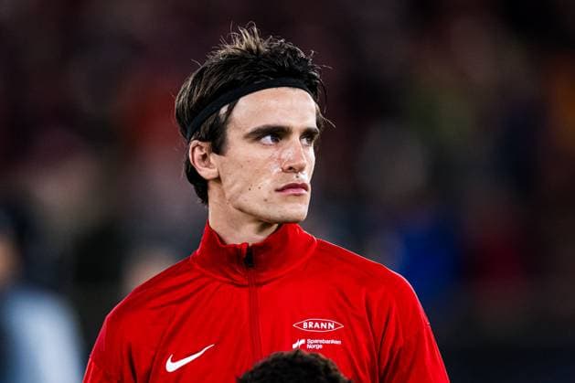 251023 Ulrik Mathisen of Brann ahead of the UEFA Europa League football match between Brann and Rangers on October 23, 2025 in Bergen Photo Marius Simensen BILDBYRAN COP 238 MM0046 bbeng brann football fotball fotboll rangers soccer uefa europa league  Copyright: MARIUSxSIMENSEN BB251023ZN051