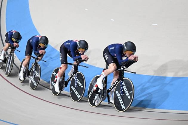 23-10-2025 World Championships Elite Track; Giornata 02; 2025, Usa; Barry, Ashlin; Koontz, Grant; Frislie, Graeme Michael; Johnson, Anders; Santiago Del Cile - Velodromo Penalolen; 
