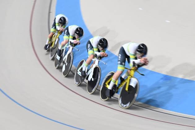 23-10-2025 World Championships Elite Track; Giornata 02; 2025, Australia; Bleddyn, Olver; Agnoletto, Blake; Leahy, Conor; Moriarty, James; Santiago Del Cile - Velodromo Penalolen; 