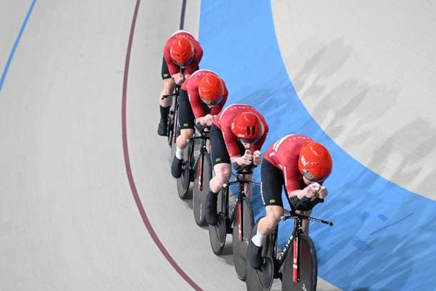 23-10-2025 World Championships Elite Track; Giornata 02; 2025, Danimarca; Hansen, Tobias; Larsen, Niklas; Madsen, Frederik; Pedersen, Rasmus; Santiago Del Cile - Velodromo Penalolen; 